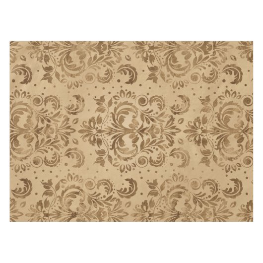 Oriental Damask Pattern Pastel Gold Tafelkleed (Voorkant (Horizontaal))