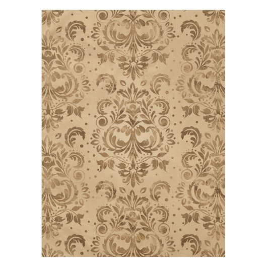 Oriental Damask Pattern Pastel Gold Tafelkleed (Voorkant)