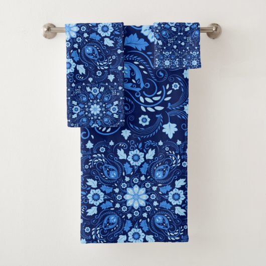 Oriental Damask Tegel Shades of blue Bad Handdoek (Insitu)