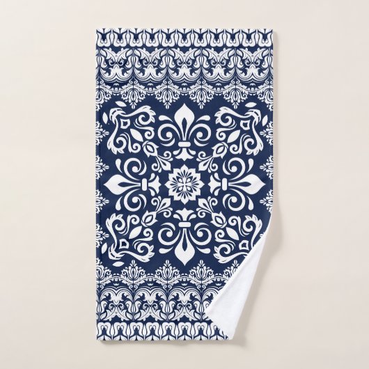 Oriental Damask wit op blauw Bad Handdoek (Handdoek)