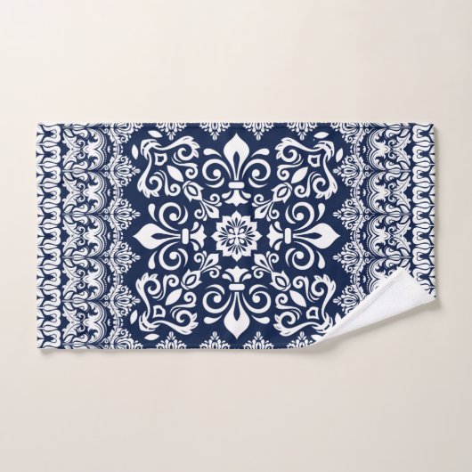 Oriental Damask wit op blauw Bad Handdoek (Handdoek)