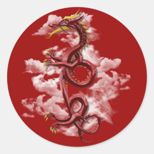 Oriental draak ronde sticker