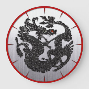 Oriental Dragon Black Grote Klok