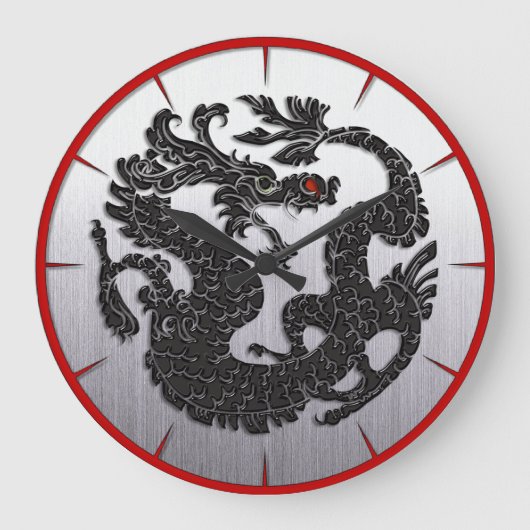 Oriental Dragon Black Grote Klok (Voorkant)