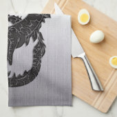 Oriental Dragon Black Theedoek (Quarter Fold)