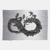 Oriental Dragon Black Theedoek (Horizontaal)