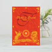 Oriental Dragon & Phoenix bruiloft uitnodigcards Kaart (Staand voorkant)