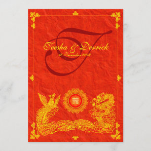 Oriental Dragon & Phoenix bruiloft uitnodigcards Kaart