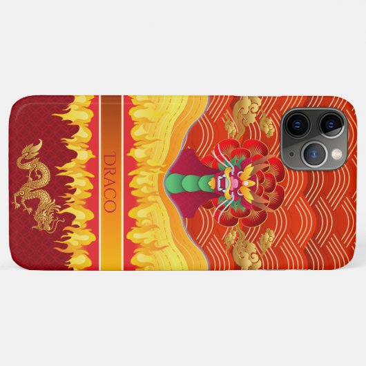 Oriental Dragon /w Gold Cloud & Fire Case-Mate iPhone Case (Achterkant (horizontaal))