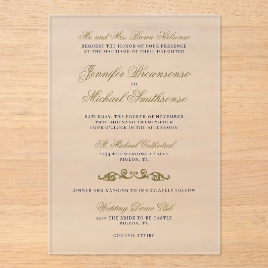 Oriental Elegance bruiloft uitnodiging Gold Navy (Voorkant)