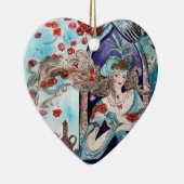 ORIENTAL FAIRY TALE Blue Sapphire Heart Keramisch Ornament (Rechts)