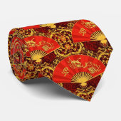 Oriental Fan with Golden Pattern Stropdas (Opgerold)