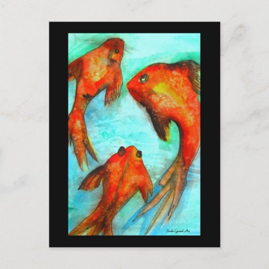 Oriental Fish briefkaart, Sacha Grossel Art Briefkaart (Voorkant)