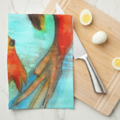 Oriental Fish waterverf art. Zen Theedoek (Quarter Fold)