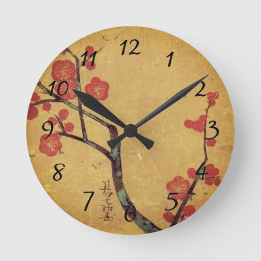 Oriental floral japanese cherry blossom ronde klok (Voorkant)