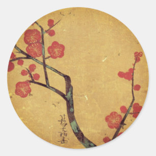 Oriental floral  japanese cherry blossom ronde sticker