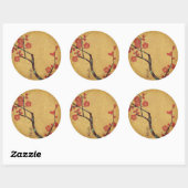 Oriental floral  japanese cherry blossom ronde sticker (Vel)