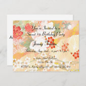 Oriental Floral Multipurpose Birthday Invitation Kaart (Voorkant / Achterkant)