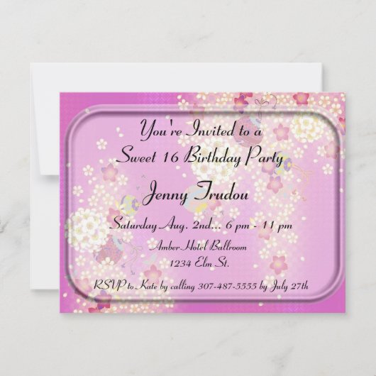 Oriental Floral Multipurpose Birthday Invitation Kaart (Voorkant)