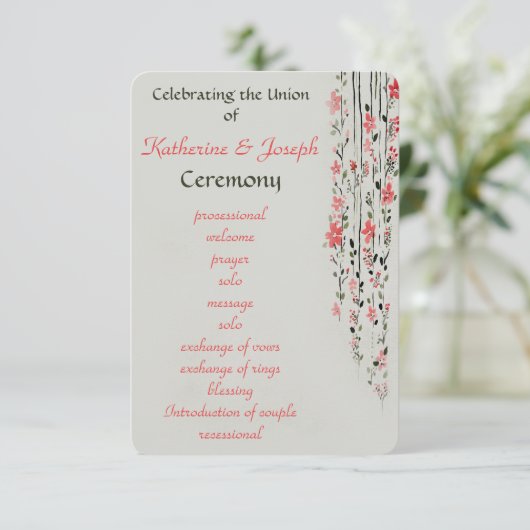 Oriental floral waterverf bruiloft programma parti (Staand voorkant)