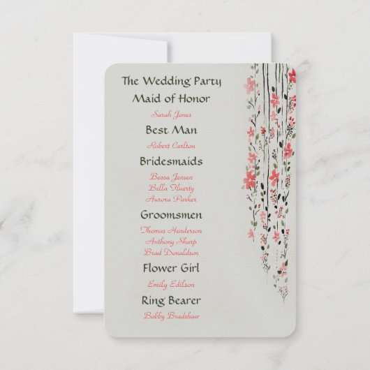 Oriental floral waterverf bruiloft programma parti (Achterkant)