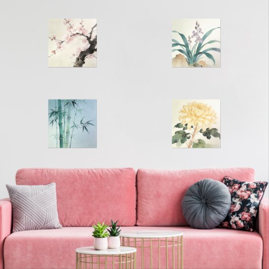 Oriental Four Gentlemen Print Set (Woonkamer)