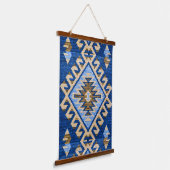 Oriental French Blue Turkish Kilim Rug Wall Hangend Wandkleed (Gebogen)