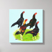 Oriental Game Fowl Quartet Canvas Afdruk (Voorkant)
