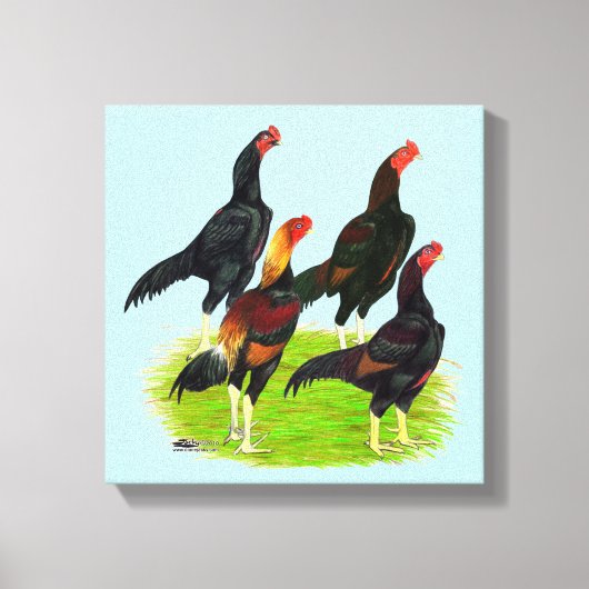 Oriental Game Fowl Quartet Canvas Afdruk (Voorkant)