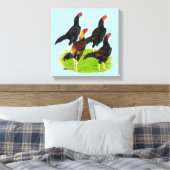 Oriental Game Fowl Quartet Canvas Afdruk (Insitu (Slaapkamer))