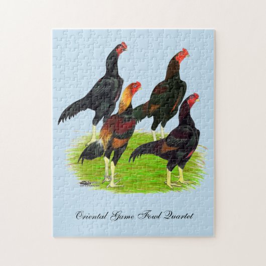 Oriental Game Fowl Quartet Legpuzzel (Verticaal)