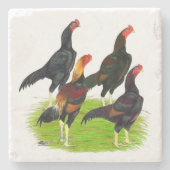 Oriental Game Fowl Quartet Stenen Onderzetter (Voorkant)