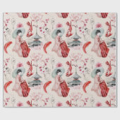 Oriental Geisha, Koi Fish, Japanse pagode Cadeaupapier (Vlak)