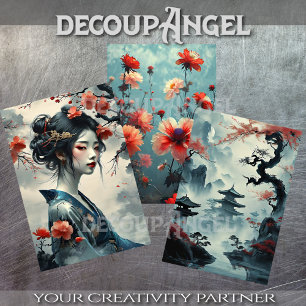 Oriental Girl Elegance -Decoupage- Inpakpapier Vel