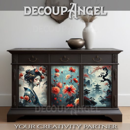 Oriental Girl Elegance -Decoupage- Inpakpapier Vel