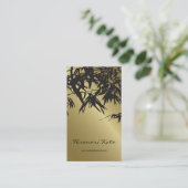 Oriental Gold en Black Bamboe laten stijlvolle Zen Visitekaartje (Staand voorkant)