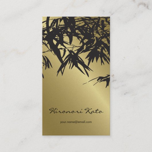 Oriental Gold en Black Bamboe laten stijlvolle Zen Visitekaartje (Voorkant)