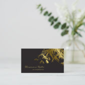 Oriental Gold en Black Bamboe laten stijlvolle Zen Visitekaartje (Staand voorkant)