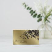 Oriental Gold en Black Bamboe laten stijlvolle Zen Visitekaartje (Staand voorkant)