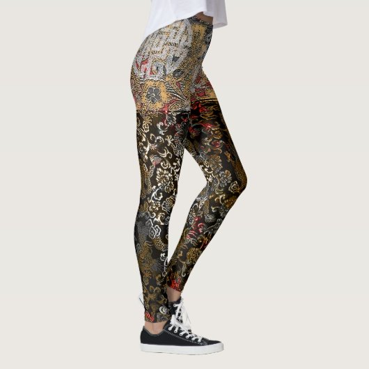 Oriental Gold Leaf Silver Dragon Leggings (Rechts)