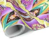 Oriental Golden Cranes Patchwork Wrapping Paper Cadeaupapier (Rol Hoek)