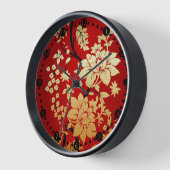 Oriental Golden Flowers op Red (Hoek)