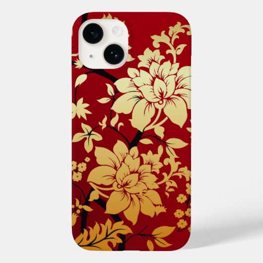 Oriental Golden Flowers op Red Case-Mate iPhone Case (Achterkant)