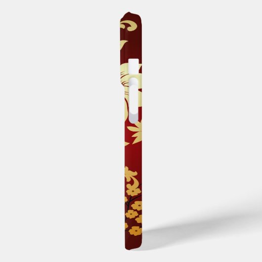 Oriental Golden Flowers op Red Case-Mate iPhone Case (Achterkant / Links)