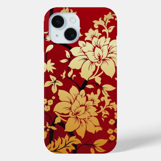Oriental Golden Flowers op Red Case-Mate iPhone Case (Achterkant)