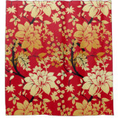 Oriental Golden Flowers op Red Douchegordijn (Voorkant)