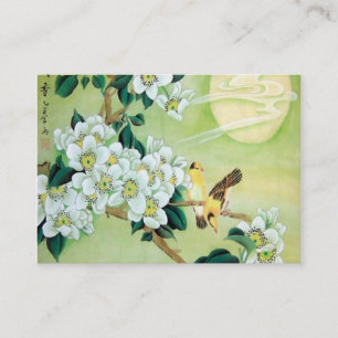 Oriental Green met witte bloemen Visitekaartje