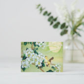 Oriental Green met witte bloemen Visitekaartje (Staand voorkant)