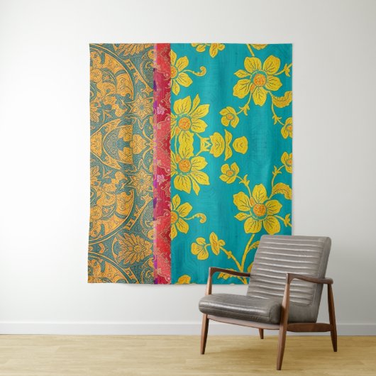 ORIENTAL Groen Rood Kleurrijk - Wandtapijt Wandkleed (In situ)