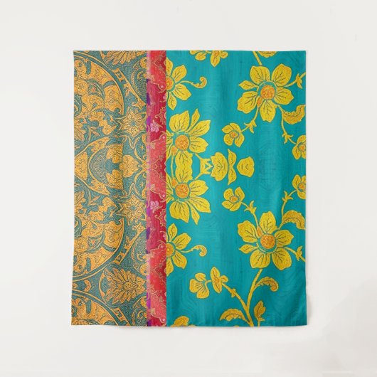 ORIENTAL Groen Rood Kleurrijk - Wandtapijt Wandkleed (Voorkant)